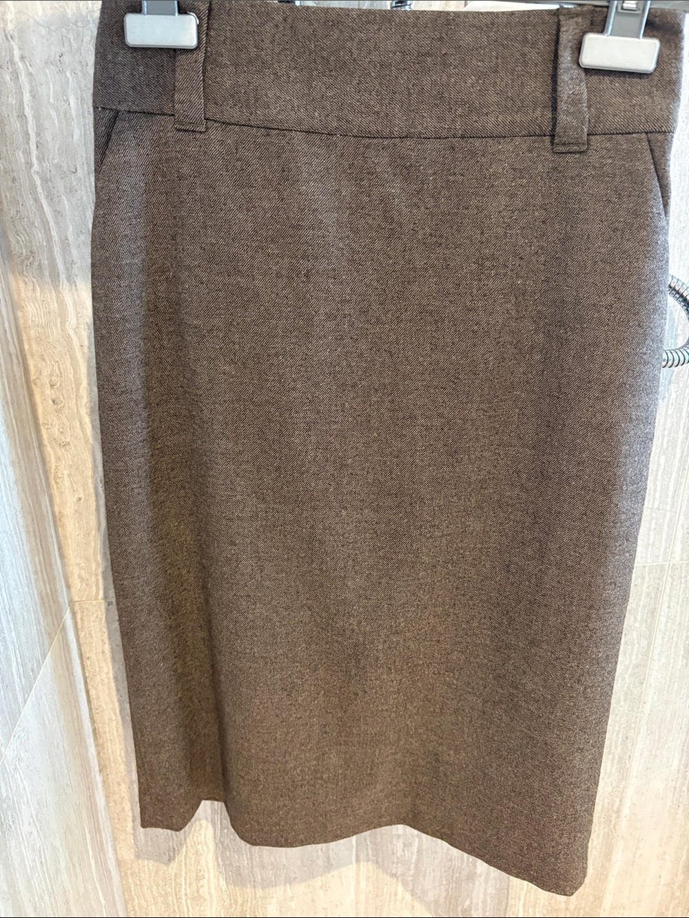 Banana Republic Brown Tailored Wool-Blend Pencil Skirt